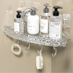 Bathroom Corner Wall Mounted Storage Organizer Shelf (Suction Type)