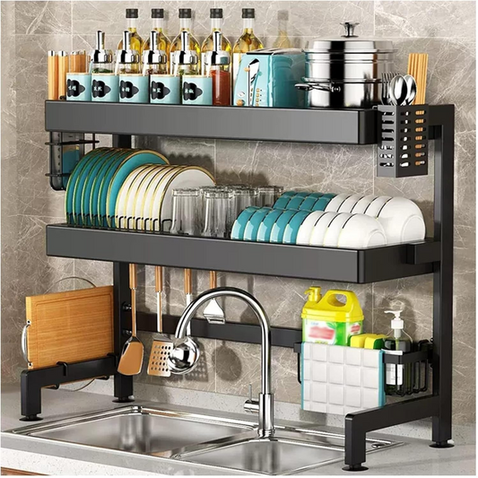 Double Layer Stainless Steel Kitchen Over the Sink Dish Drying Rack