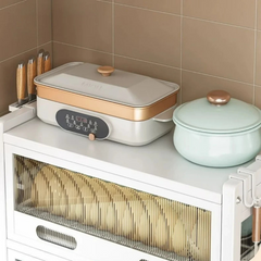 Dish Drainer Rack with Drawer & Lid Cover - Kitchen Countertop Storage Cabinet Dish Drainer Rack with Drawer & Lid Cover - Kitchen Countertop Storage Cabinet