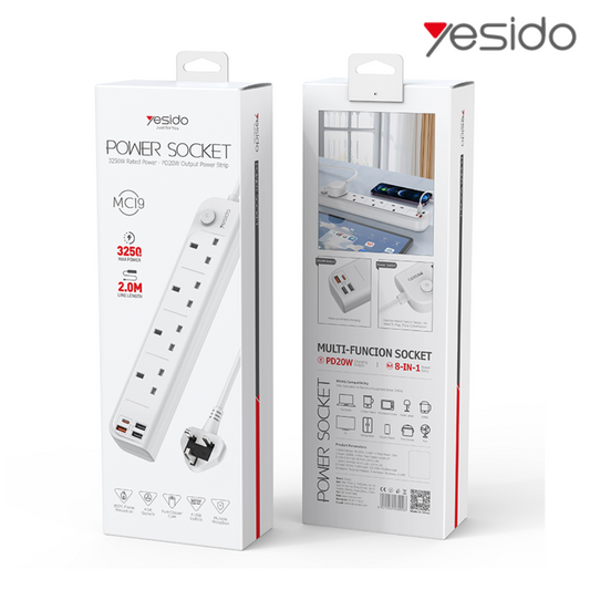 3250W Power Socket Extension with 15W Fast Charging Power Hub Yesido MC21