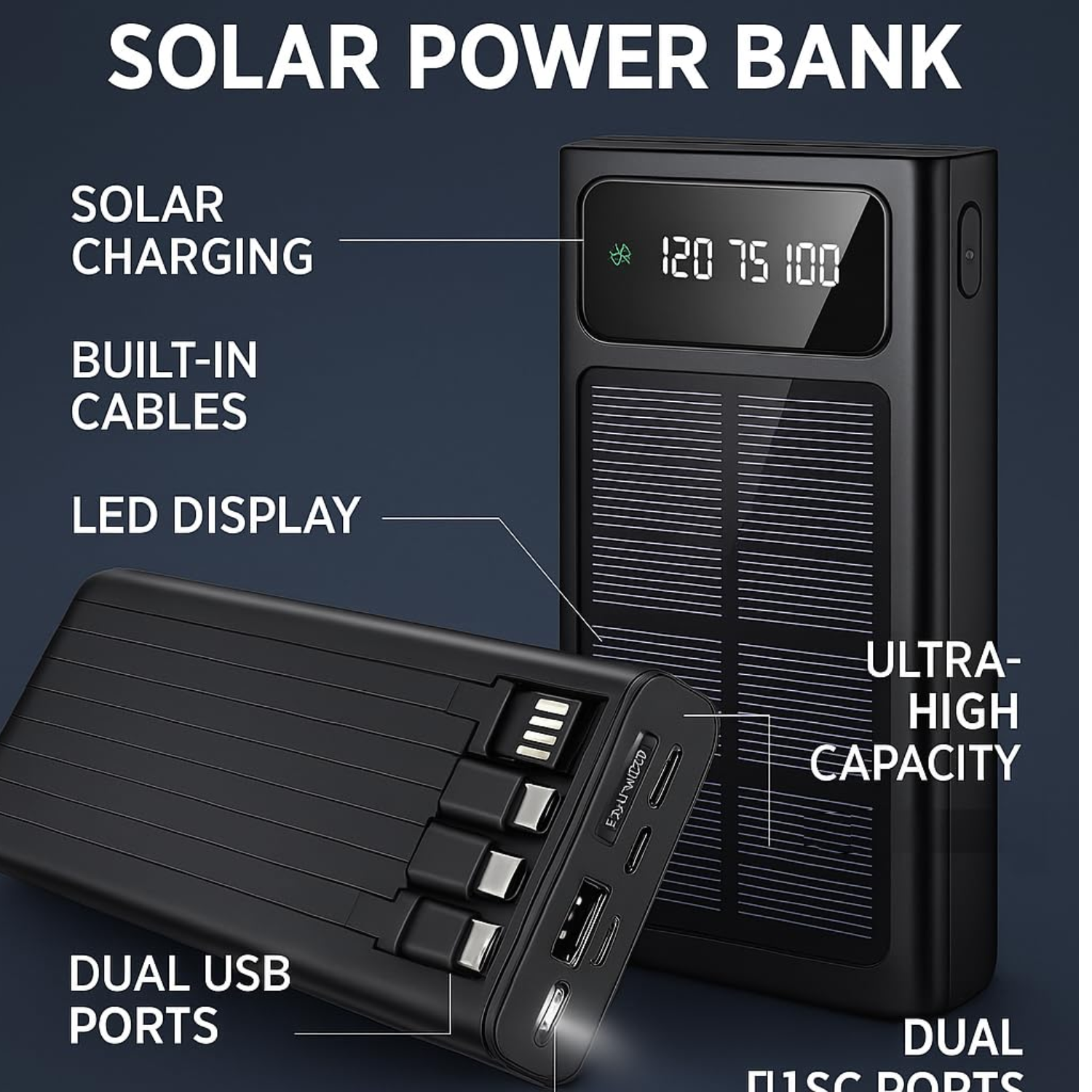 Al Jazira 20000mAh Solar Power Bank with 45W Fast Charging