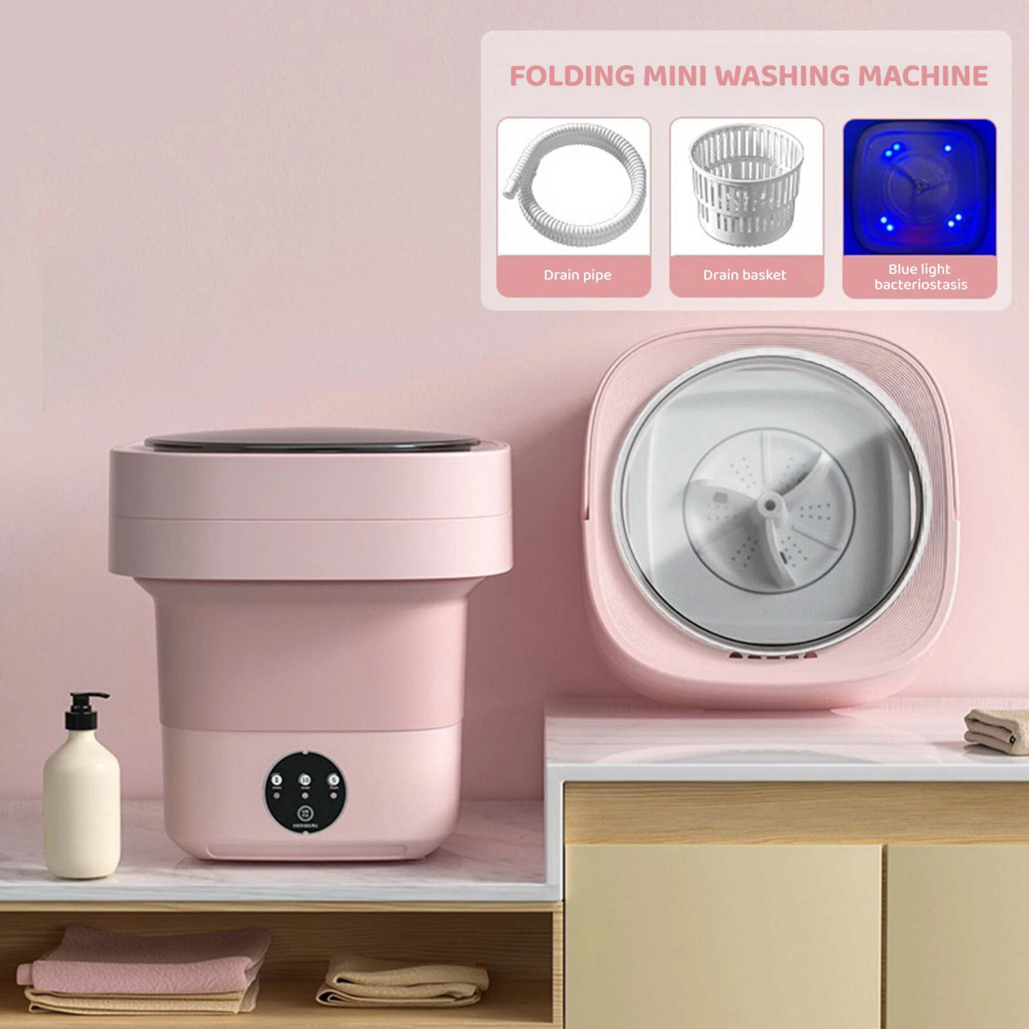 6.5 Liter Portable Washing Machine for Travelers Pink