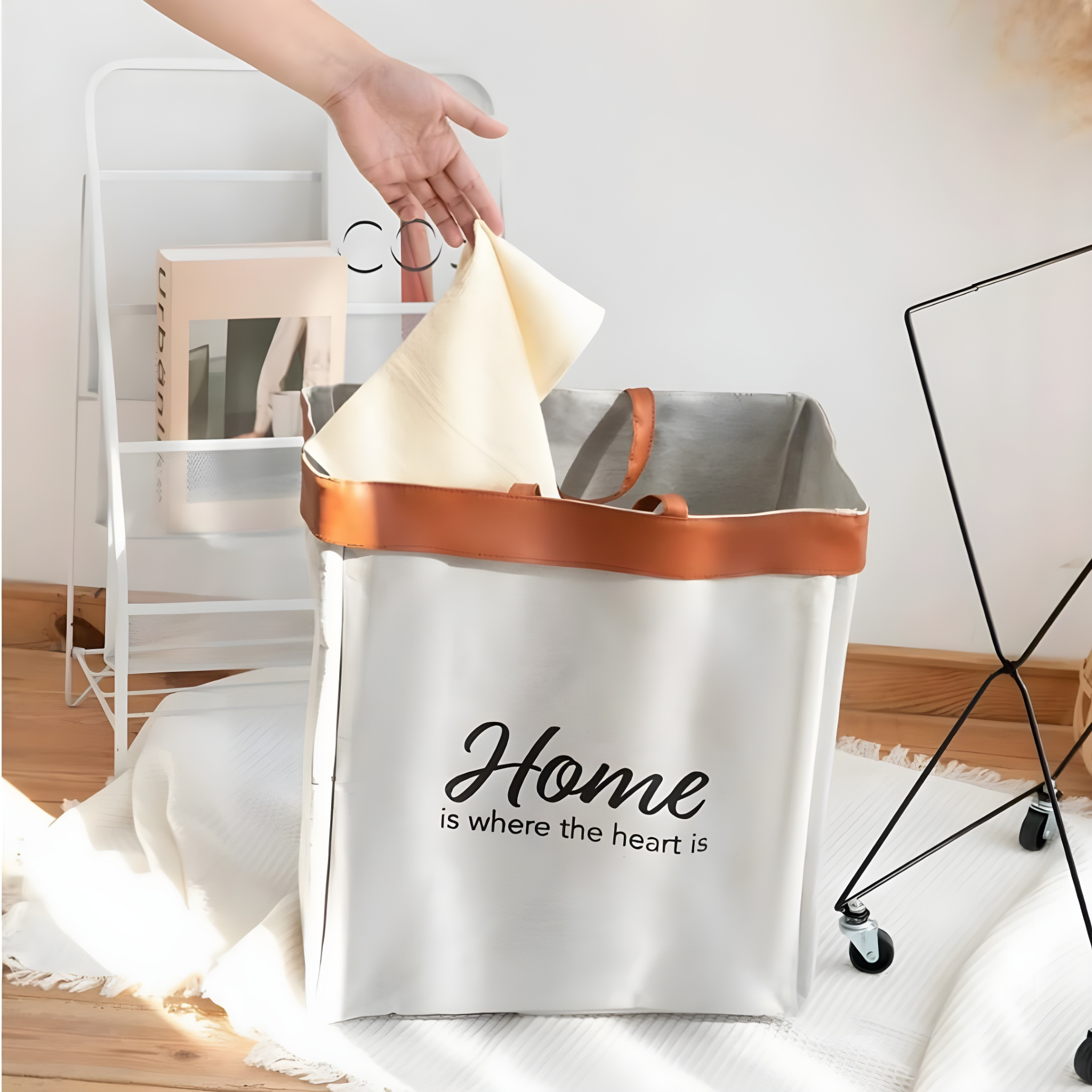 Home Easy Folding Laundry Basket with Wheels