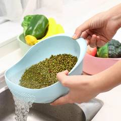 Plastic Rice Washing Colander Strainer Basket for Rice, Vegetables, and Fruits Blue Plastic Rice Washing Colander Strainer Basket for Rice, Vegetables, and Fruits Blue
