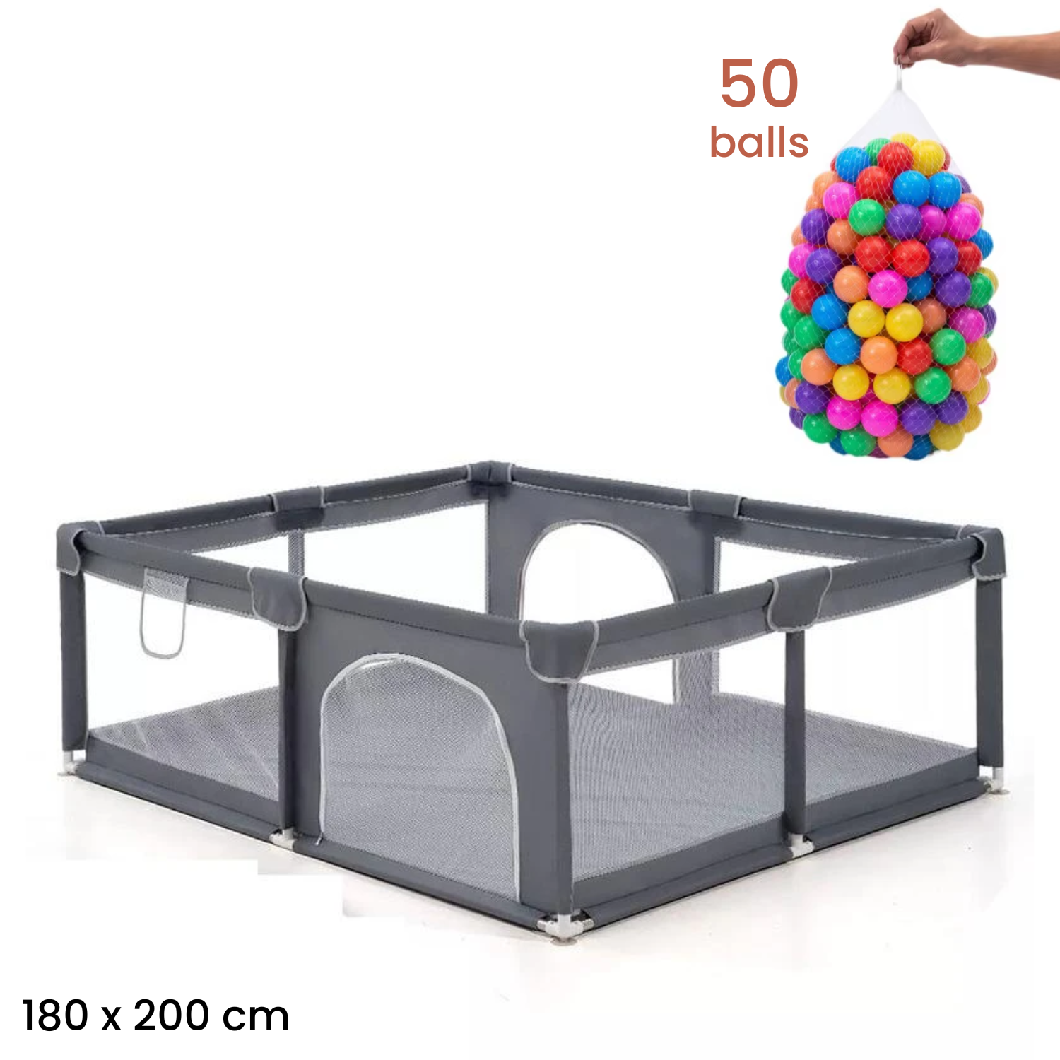 Playpen 180 x 200 cm with 50 Balls