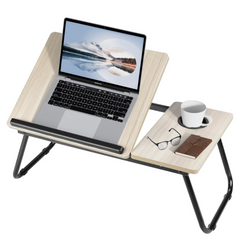 Folding Laptop Table for Bed and Sofa, Adjustable Laptop Desk with Cup Holder, for Work Study Reading