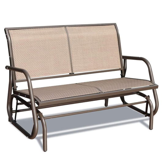 Outdoor Patio Garden Steel Rocking Chair Loveseat, 2 Person Swing Glider Chair