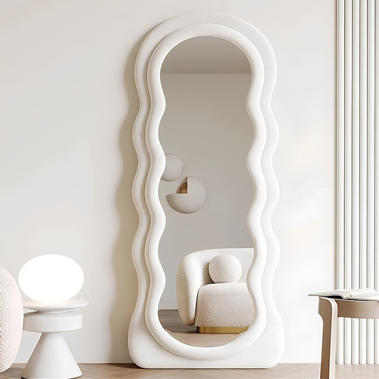 Wavy Irregular Shaped Luxury Full Length Vertical Floor Mirror