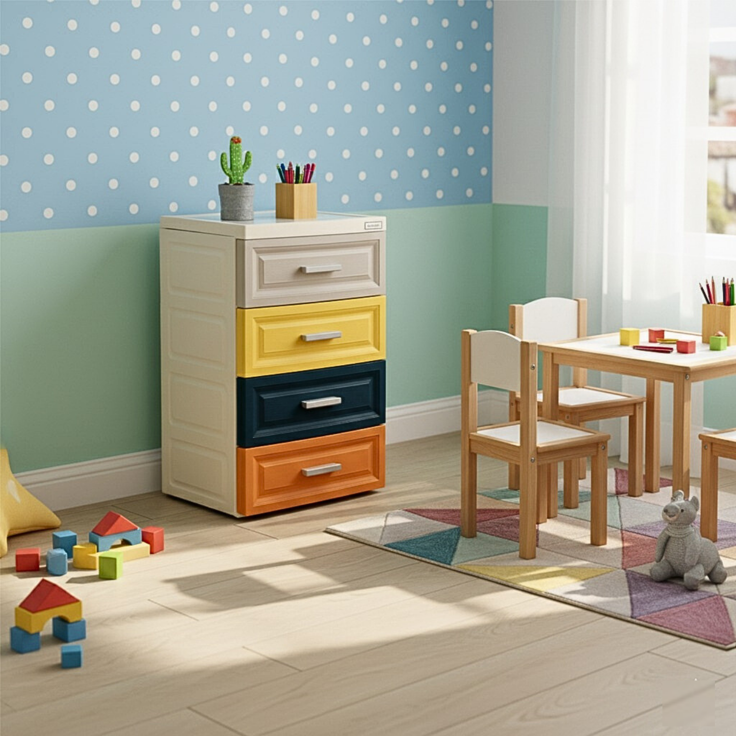 4 Drawers Plastic Storage Organizer Cabinet Shelf