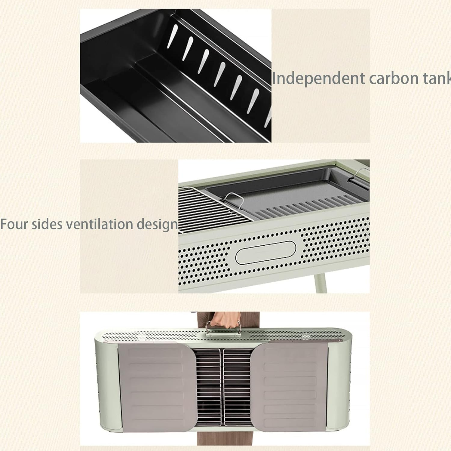 Portable Folding Suitcase Charcoal BBQ Grill for Outdoor Garden and Patio Use