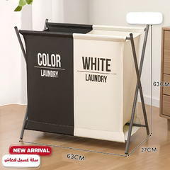 Collapsible Color Separator Compartment Laundry Basket for Home