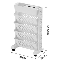 Multi-layer Utility Organizer Book Shelf with Wheels