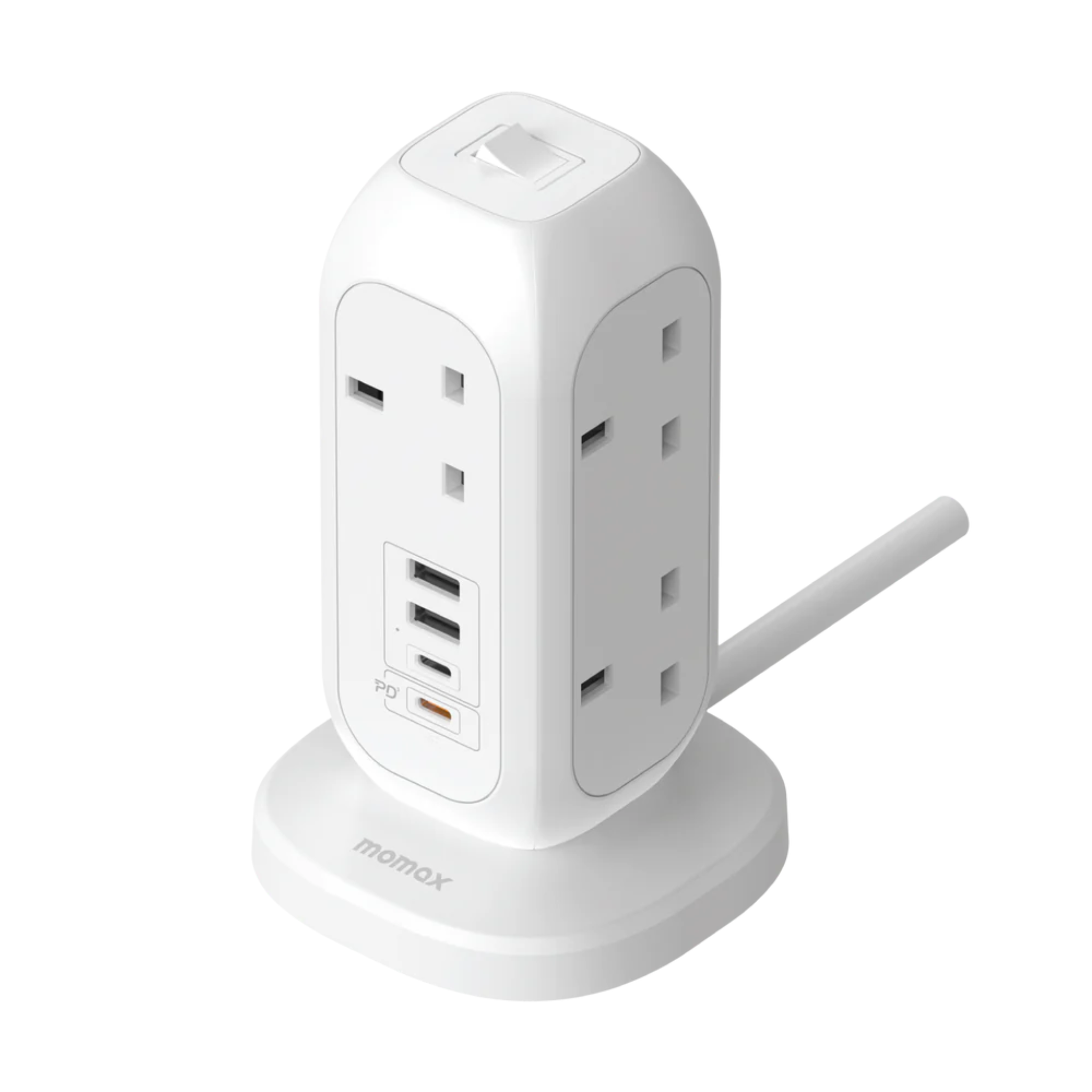 Momax OnePlug 7-Outlet Power Strip with USB White
