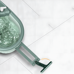 Spin Floor Mop Bucket Set with Wringer, Hands-free Wring Mop with 2 Microfiber Heads