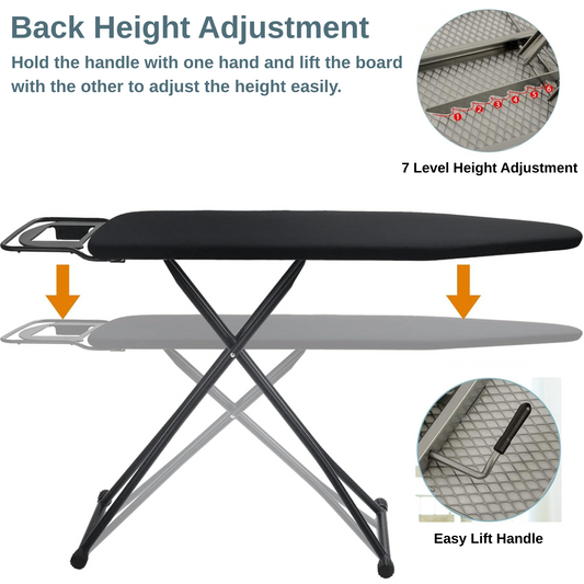 Folding Iron Board with Iron Rest, Sturdy Steel Frame Telescopic Ironing Table