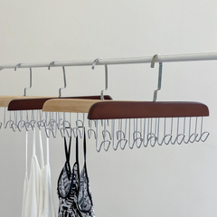 8 Hooks Nonslip Wooden Clothes Hanger for Shawl, Tie, Bra, Belt, Cap and Scarf