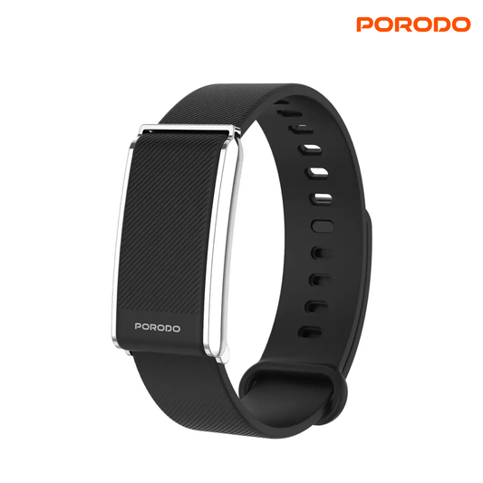 Porodo TrackFit Screenless Smart Fitband, Whoop Alternative Fitness Tracker with Silicone Band Black