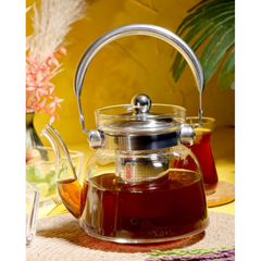 2200ML Fire Resistant Glass Teapot Strainer Kettle