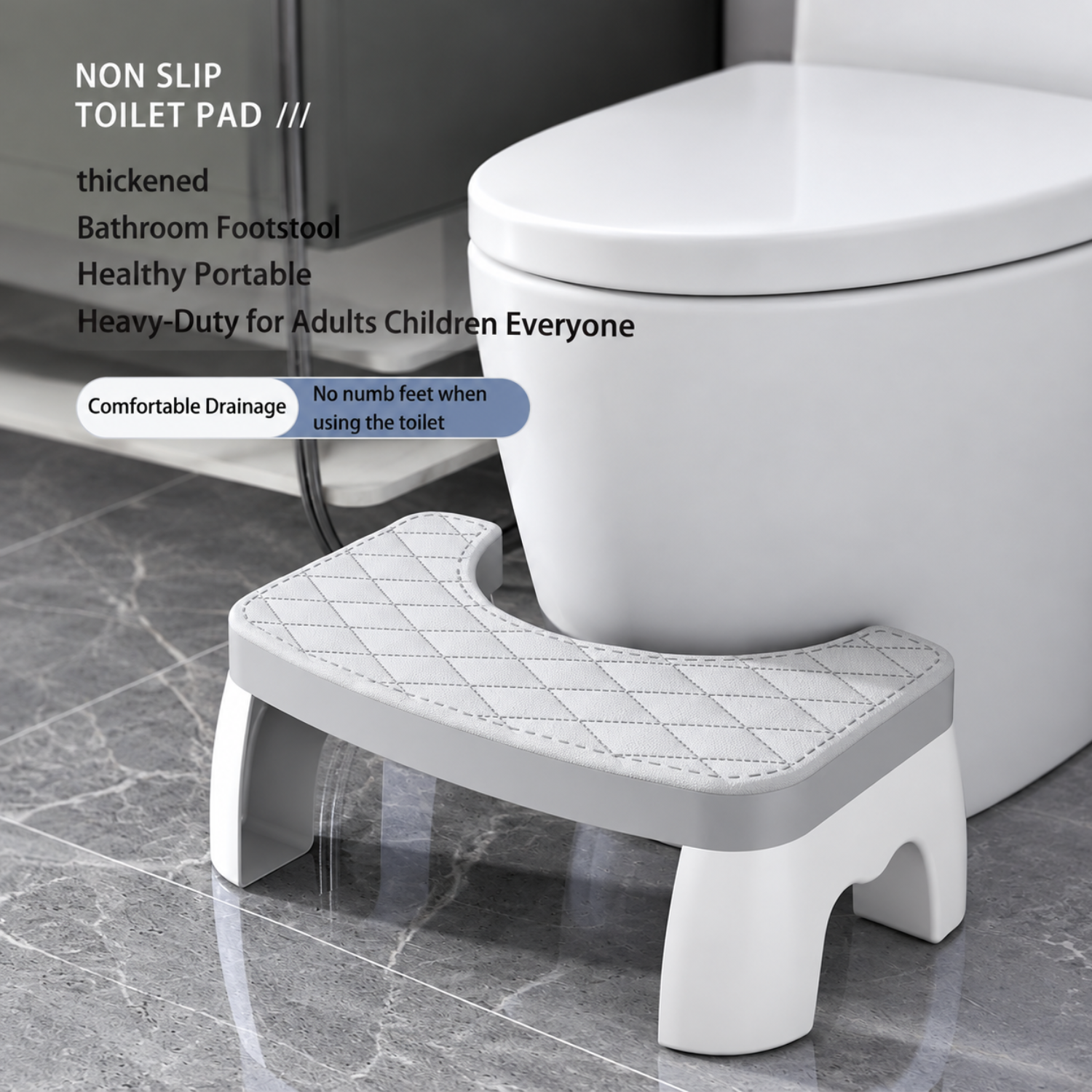 Bathroom Toilet Stool, 35° Ergonomic Toilet Footstool
