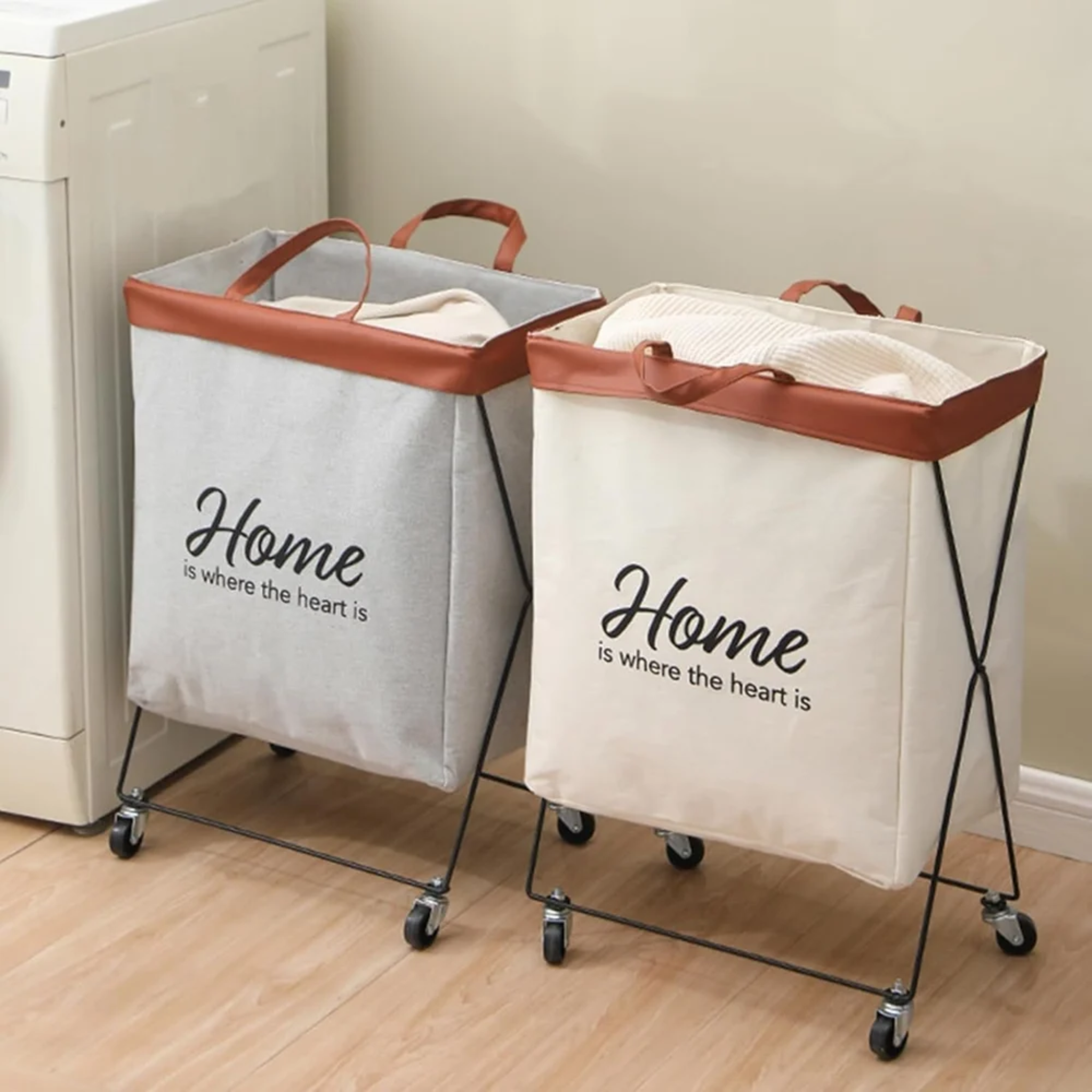 Home Easy Folding Laundry Basket with Wheels
