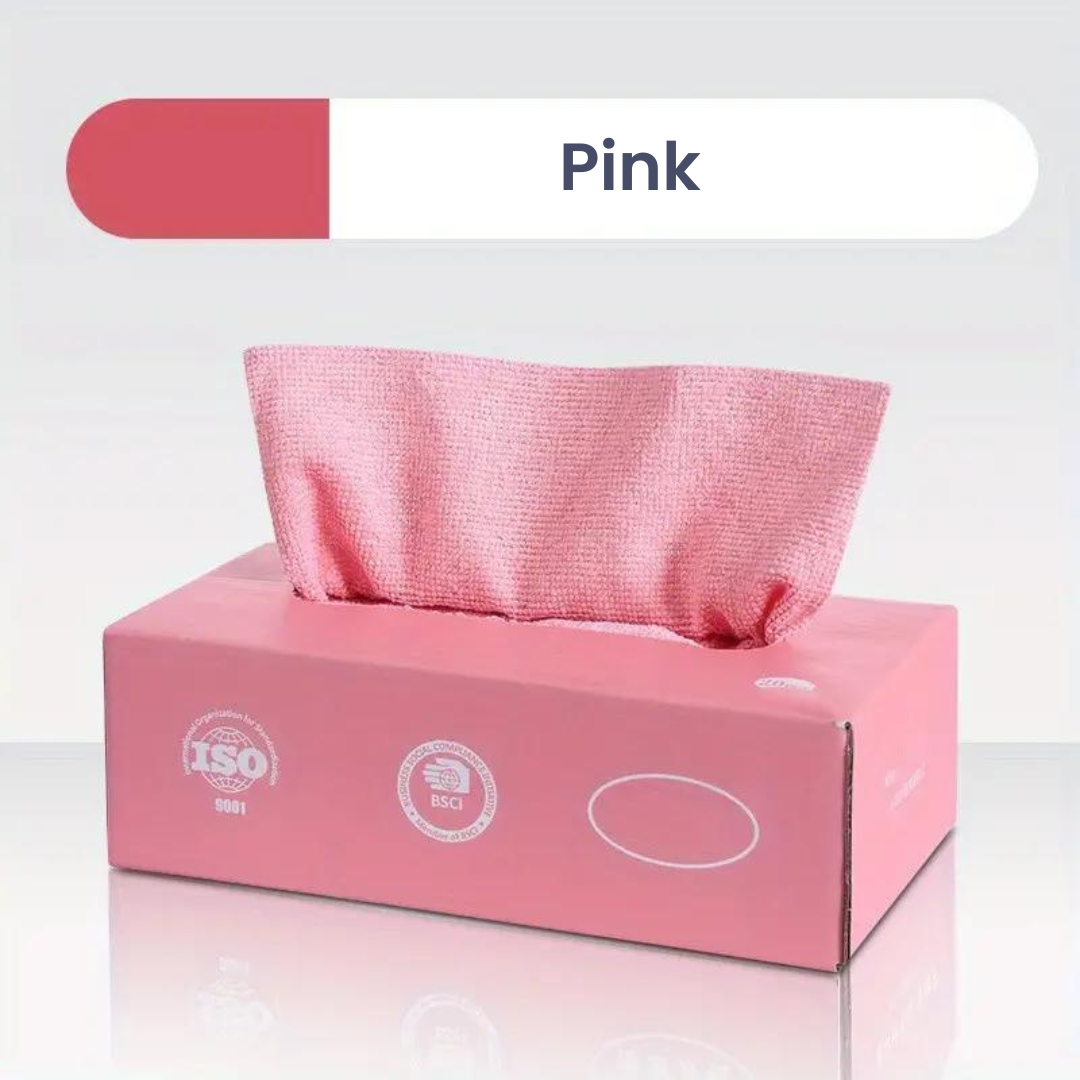 20 Pcs/Box Reusable Microfiber Cleaning Towel Pink