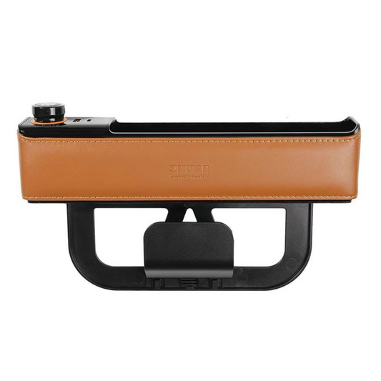ZHUSE Car Seat Gap Seam Storage Box with Charging Brown