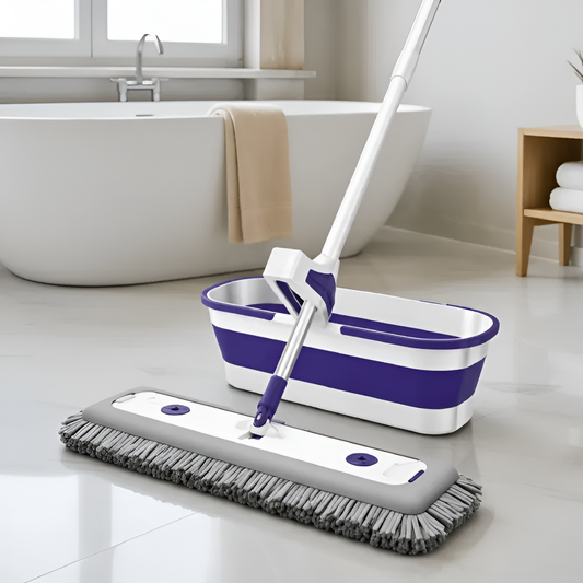 Foldable Flat Mop Bucket Set with Self Wringing Microfiber Cleaner