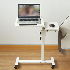 Adjustable Bedside Laptop Table with Wheels, Tilting Desk for Laptop with Work Space