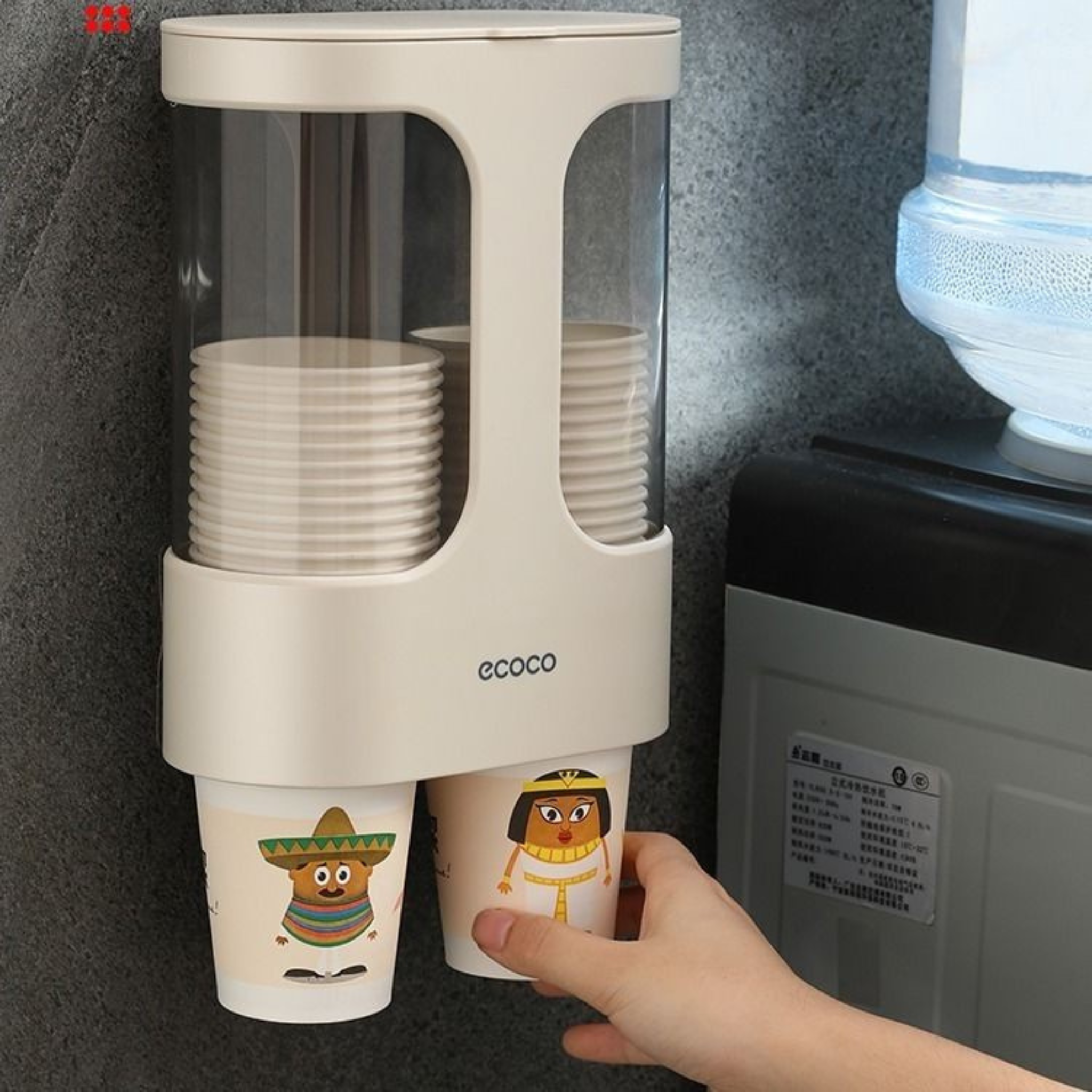 Ecoco Wall Mounted Disposable Paper Cup Dispenser