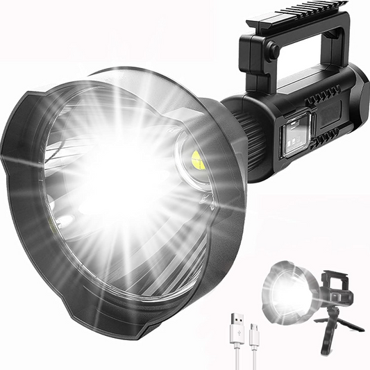 Rechargeable High Power Long Shot Spotlight Flashlight with Tripod Stand