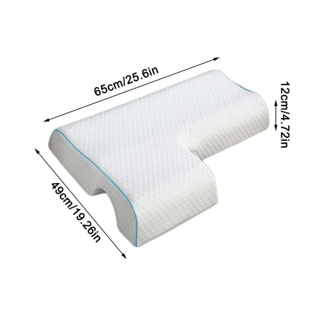 Memory Foam Couple Cuddle Pillow with Arm Rest - L Shaped Pillow for Side Sleepers