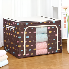 66L Wardrobe Clothes Storage Organizer Box with Steel Frame