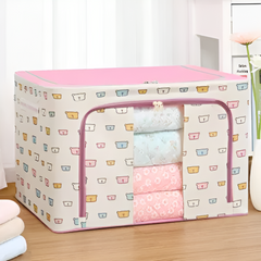 66L Wardrobe Clothes Storage Organizer Box with Steel Frame