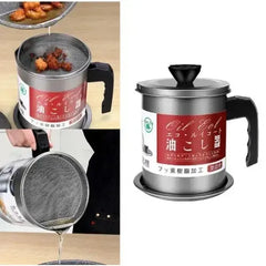 Oil Filter & Storage Container - 1.4 L Capacity Stainless Steel Oil Strainer Oil Filter & Storage Container - 1.4 L Capacity Stainless Steel Oil Strainer