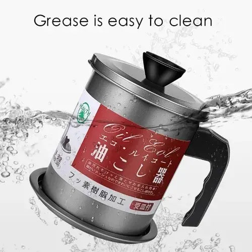 Oil Filter & Storage Container - 1.4 L Capacity Stainless Steel Oil Strainer