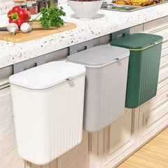 9 Liter Wall Mounted Kitchen Trash Bin, Hanging Waste Bin with Lid