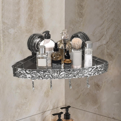 Bathroom Corner Wall Mounted Storage Organizer Shelf (Suction Type)