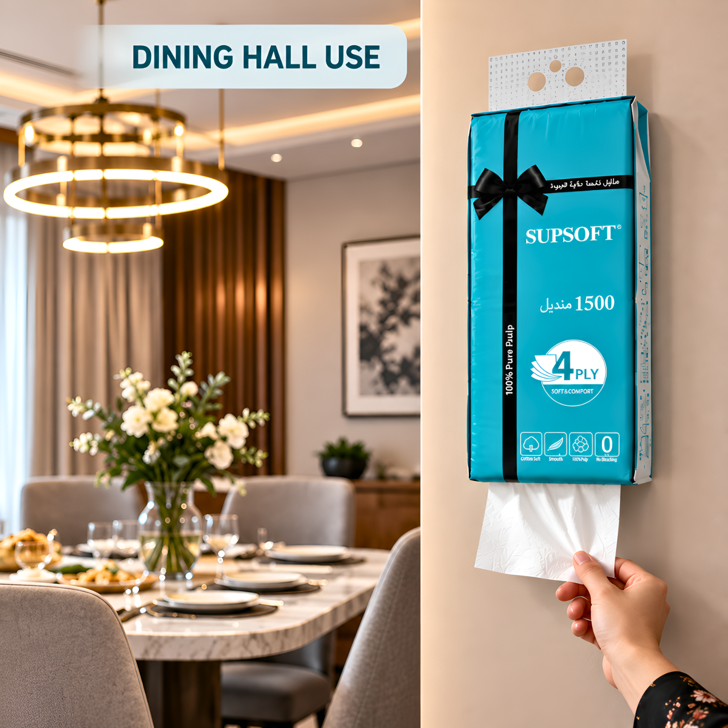 Supsoft 4 Ply Wall Mounted Hanging Bottom Pull Tissue Paper, Pack of 1500