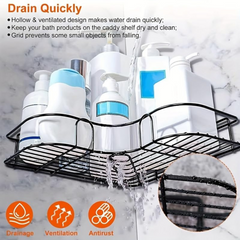 Wall Mounted Bathroom Corner Shelf - Self Adhesive Quick Installation Shampoo Rack