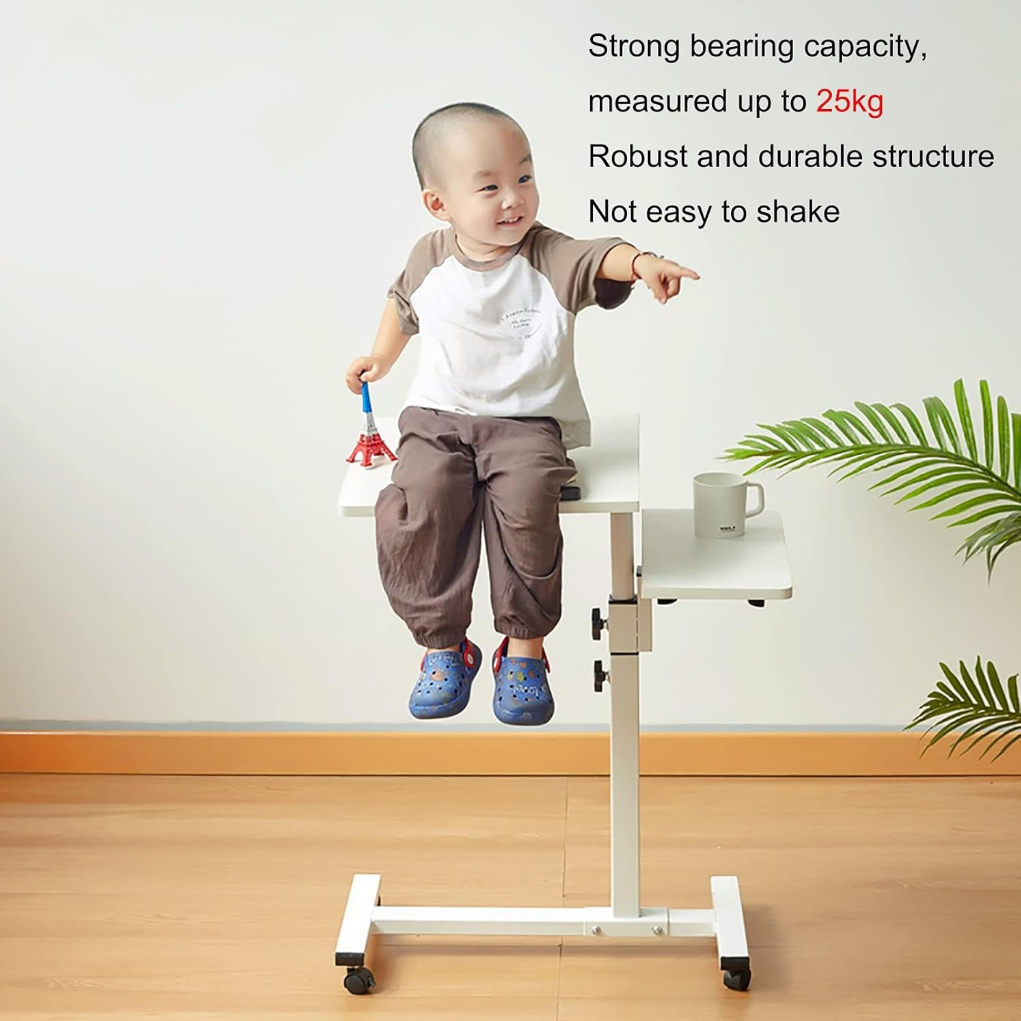 Adjustable Bedside Laptop Table with Wheels, Tilting Desk for Laptop with Work Space