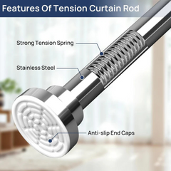 Extendable Tension Rod for Curtain - Curtain Pole, Adjustable Wardrobe Rail