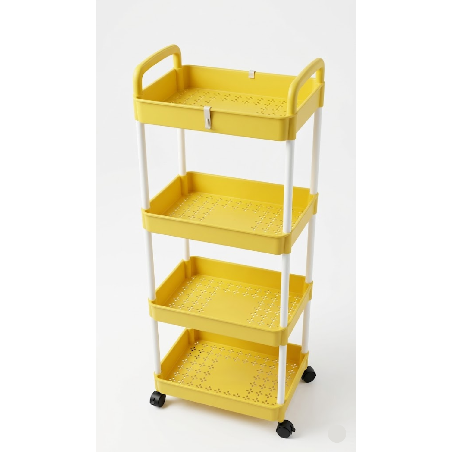 4 Tier Multipurpose Kitchen Trolley Rack with Wheels Yellow