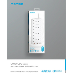 شريط طاقة Momax OnePlug بـ 8 منافذ مع USB