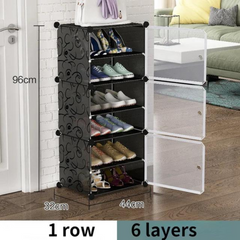 Multi Tier Shoe Rack with Cover, Shoe Cabinet with Doors 3 Doors Black Multi Tier Shoe Rack with Cover, Shoe Cabinet with Doors 3 Doors Black