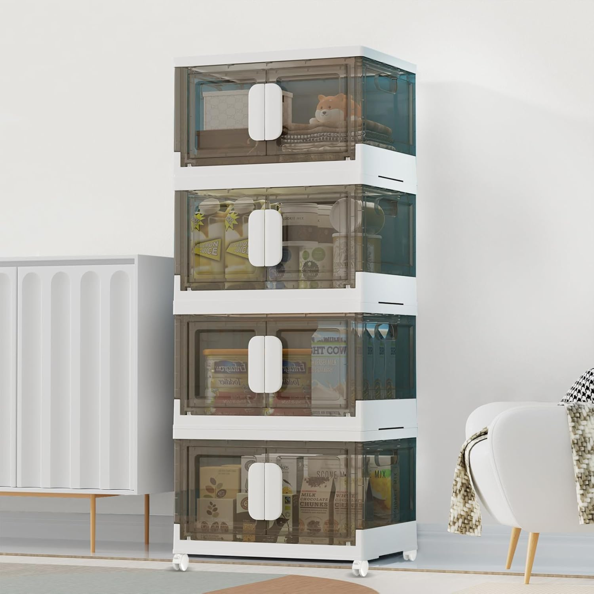 3 Layer Stackable Storage Cabinet with Wheels