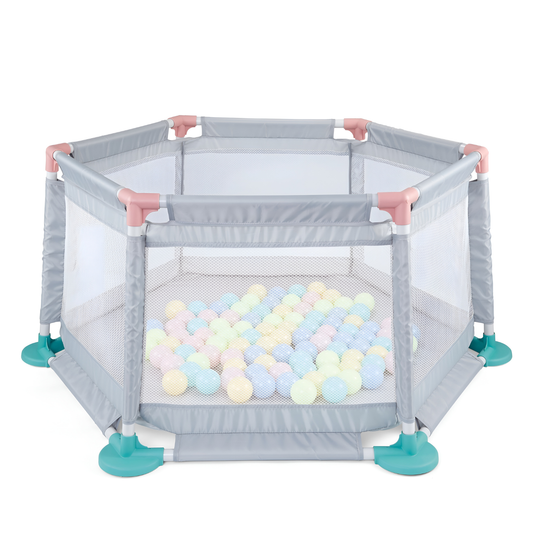 Hexagonal Playpen for Babies with 10 Balls