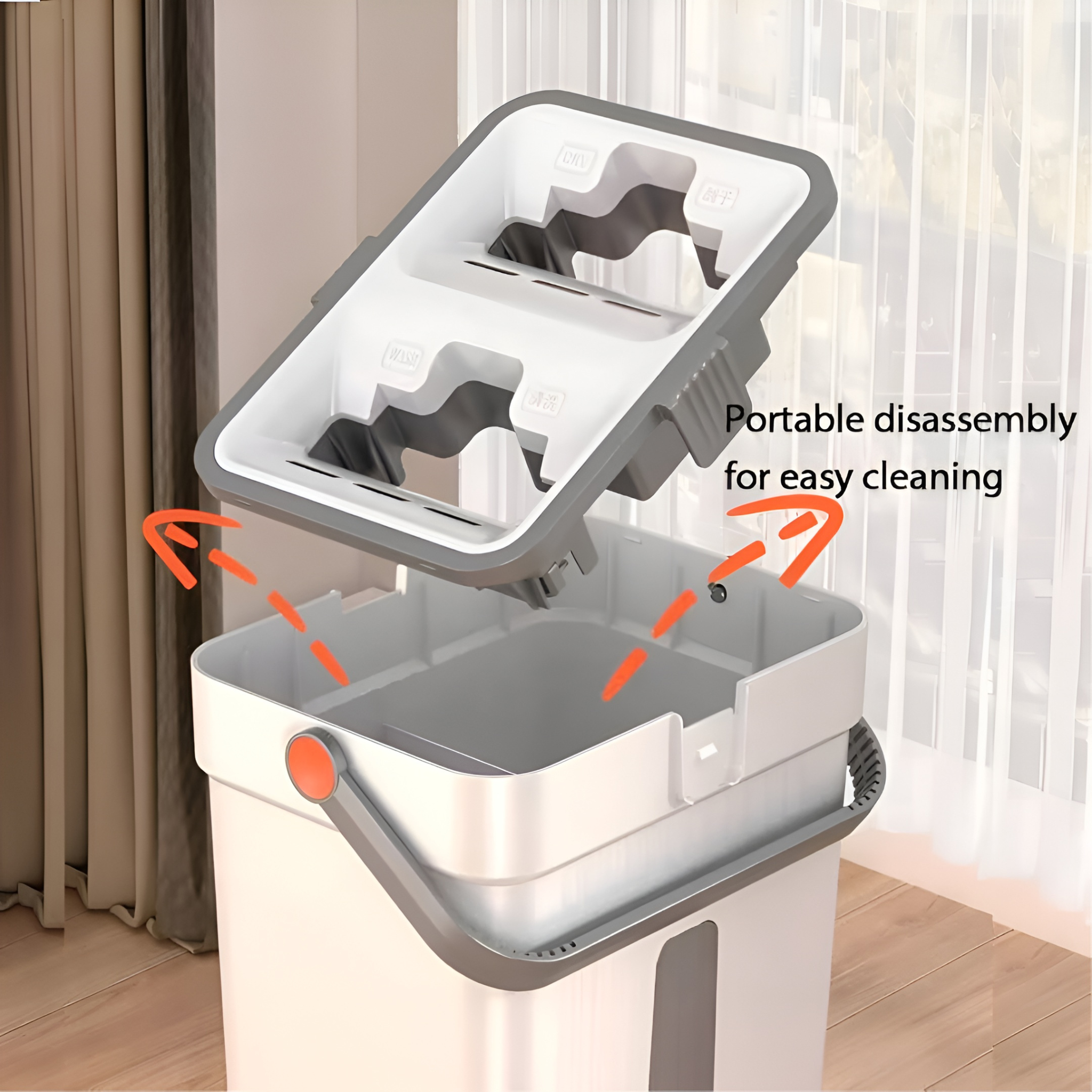 Flat Floor Mop and Bucket Set, Hands Free Squeezing Mop with Extendable Long Handle