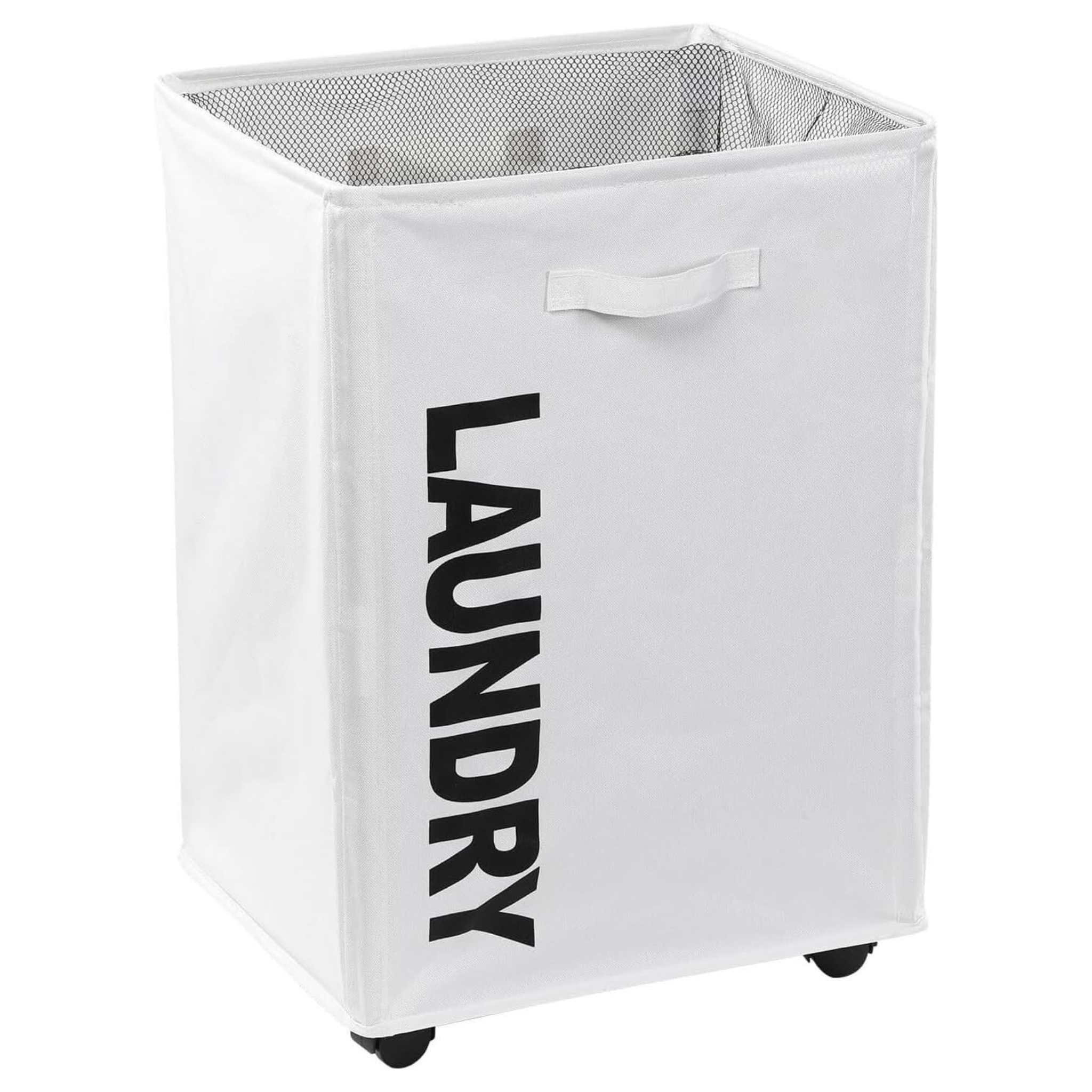80 Liter Collapsible Laundry Basket with Wheel White