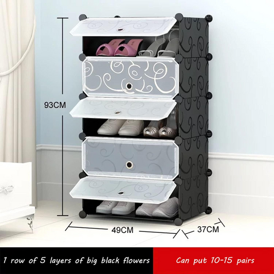 Multi Doors DIY Dustproof Shoe Cabinet with Doors 5 Doors