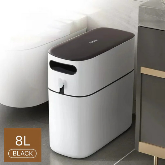 Ecoco Narrow Space Press-type Trash Can, Household Garbage Waste Bin Black